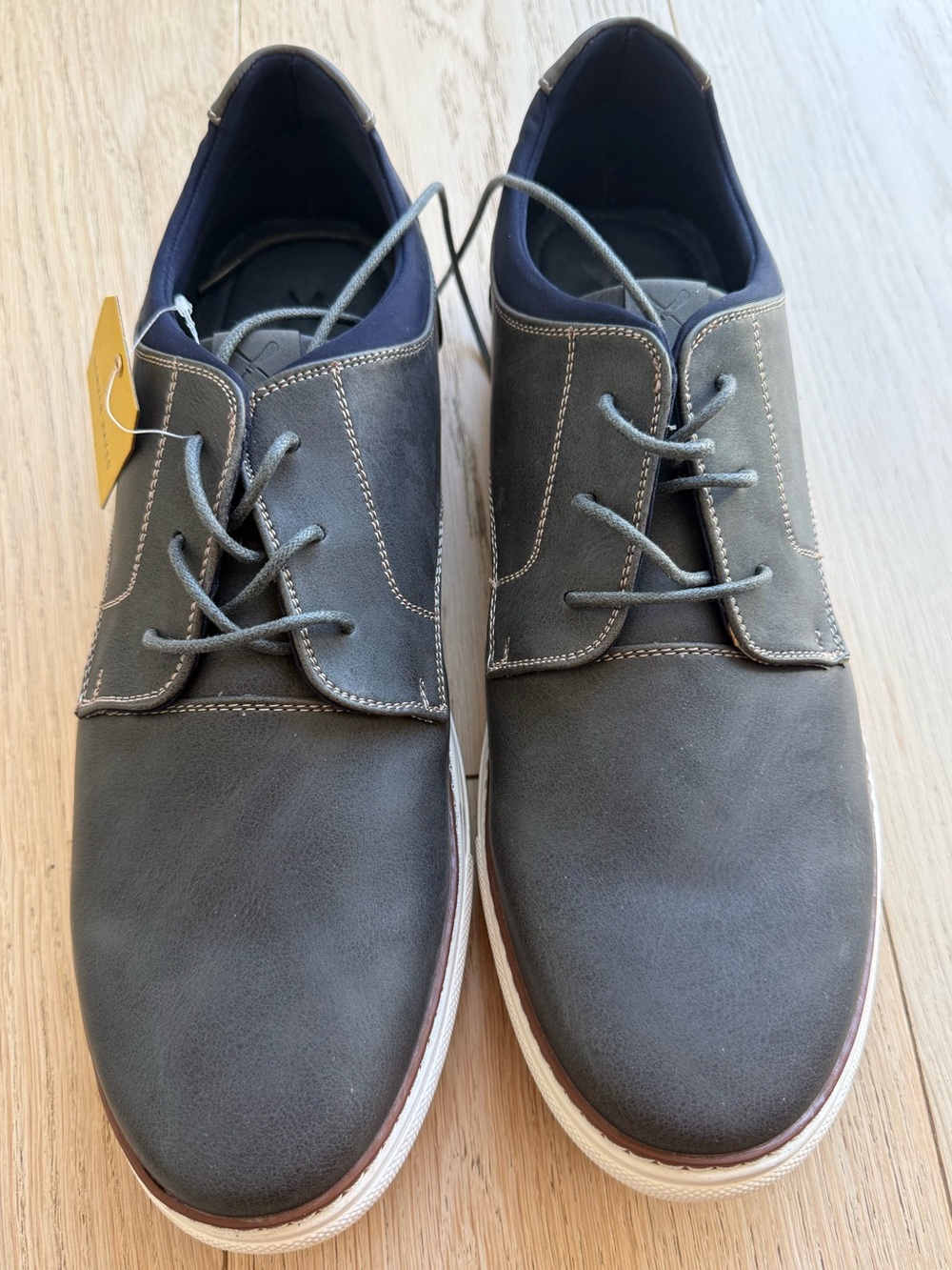 Denver Hayes Men’s Leather Casual Oxford Shoes Dark Grey Size 12 NEW